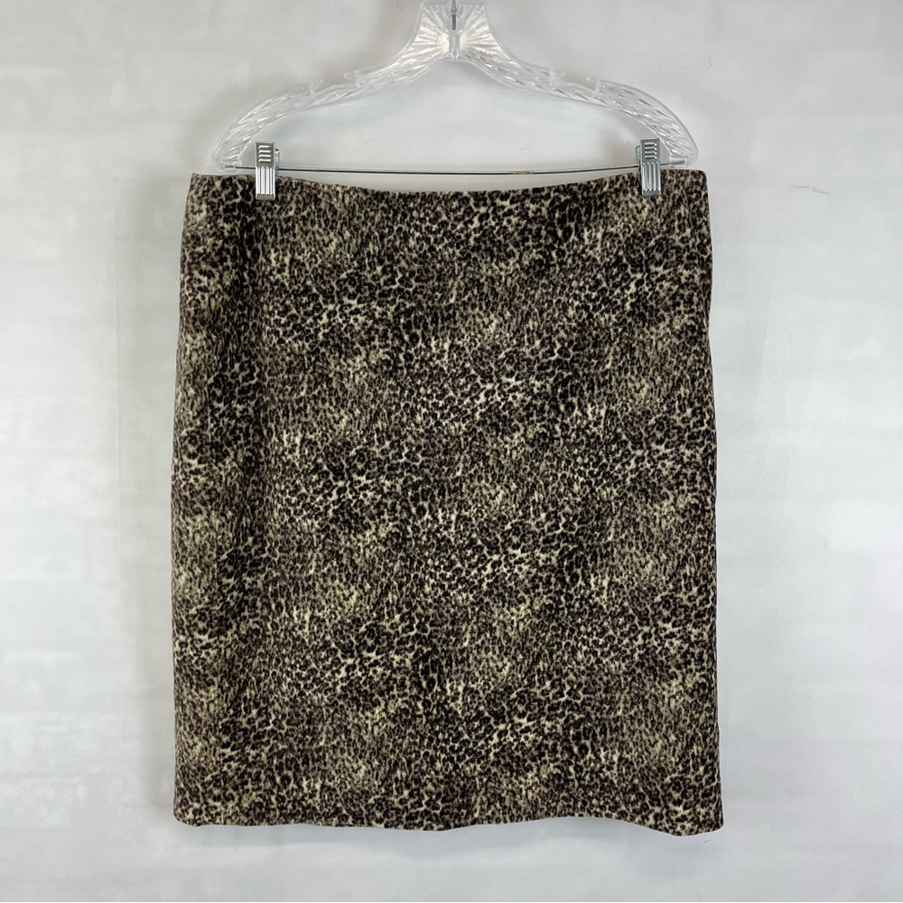 Talbots Animal Print Skirt‎ Size 14 Brown Black Lined Pencil Skirt